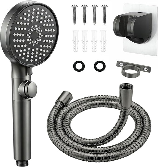 RV Shower Head with Hose, High Pressure Handheld RV Shower Head Replacement with On Off Switch,5 Modes,Power Jet, Camper Shower Head for RV,Travel Trailer,Motorhome,Boat RV Essentials,Gray