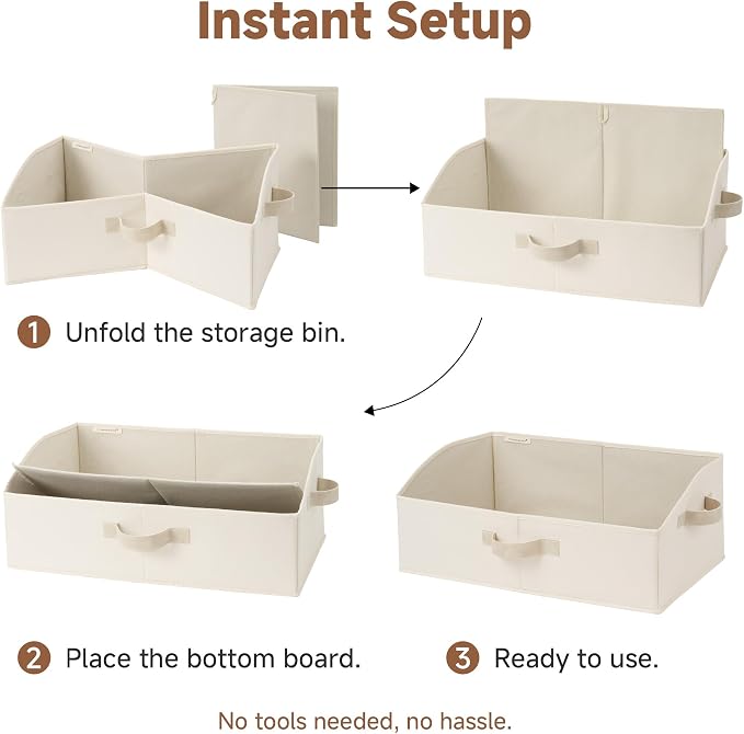 StorageWorks Closet Storage Bins Trapezoid, Beige, Large, 3-Pack | Linen Closet Organizer and Storage, Closet Organizer Bins, Shelf Baskets for Clothes, Purses, Towels
