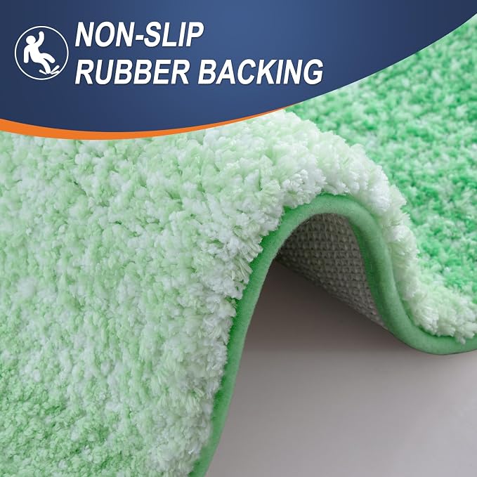 OLANLY Bathroom Runner Rug 54x24, Extra Soft Absorbent Microfiber Bath Rugs | Green, Non-Slip Quick-Drying Rubber Backing, Machine Washable Long Bath Mat for Floor, Tub and Shower, Home Decor Accessories