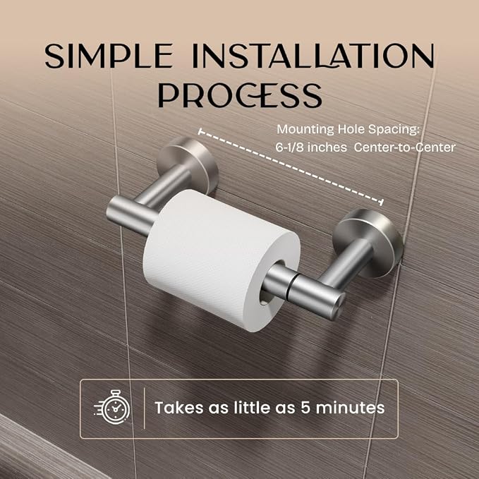 Day Moon™ - Toilet Paper Holder - Modern Roll Holder for Bathroom - 2 Pack - Wall Mount, Brushed Nickel