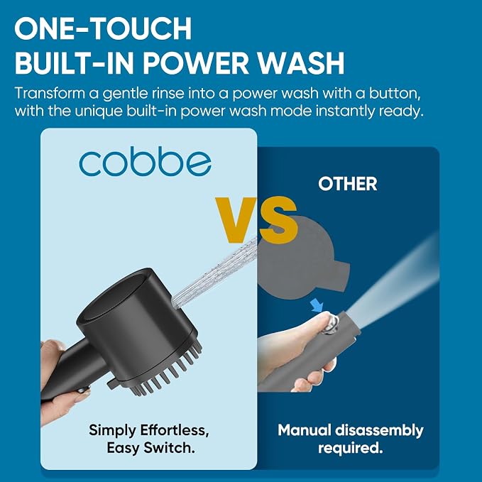 Filtered Shower Head with Handheld, Showerhead with Filters Black | Cobbe Filtered Shower Head with Handheld Built-in Power Wash - Remove Chlorine - Reduces Dry Itchy Skin, Black