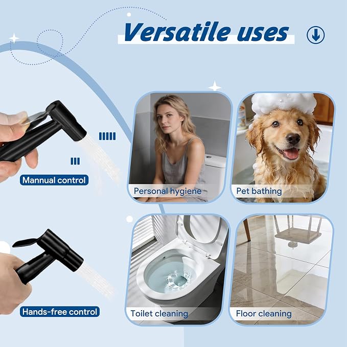 Handheld Bidet Sprayer for Toilet - Feminine Wash, Toilet Cleaning - Stainless Steel, Adjustable Water Pressure, Easy Installation