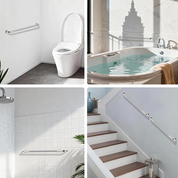 Chrome Grab Bar 40 Inch, Grab Bar for Bathtub and Shower | Anti-Slip Knurled Grip, Stainless Steel, Bathroom Assist Handle Handrail, Handicap Support Bars for Toilet, 1.25" Diameter