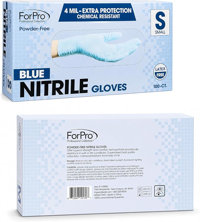ForPro Disposable Nitrile Gloves, 4 mil, Food Safe, Latex-Free, Non-Sterile | for Salon, Exam & Cleaning Use, Multi-Purpose Gloves, Salon & Spa Essentials, Manicure & Pedicure Supplies, Home & Salon Use
