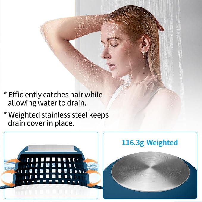 Aluvor Shower Drain Hair Catcher Bathtub Drain Cover Sink Drain Protector | Bathroom Sink & Bathtub Drain Strainer for Pop-Up & Regular Drains, Navy Blue