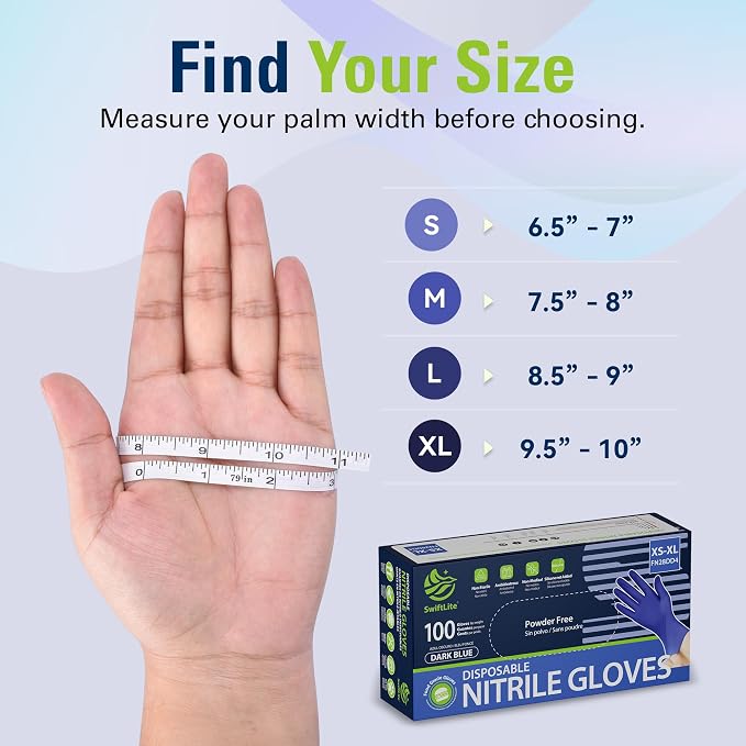 Disposable Nitrile Gloves, Food Safe, Latex-Free Powder-Free | Kitchen Rubber Gloves for Cooking, Cleaning and Food Prep, Dark Blue