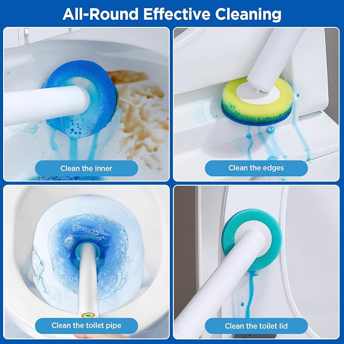 Disposable Toilet Brush, Wall Mounted Toilet Bowl Brush with 35 Colorful Refills, Toilet Bowl Brush with Storage Box for Deep Bathroom Toilet Cleaning (1 Handle + 35 Colorful Refills).