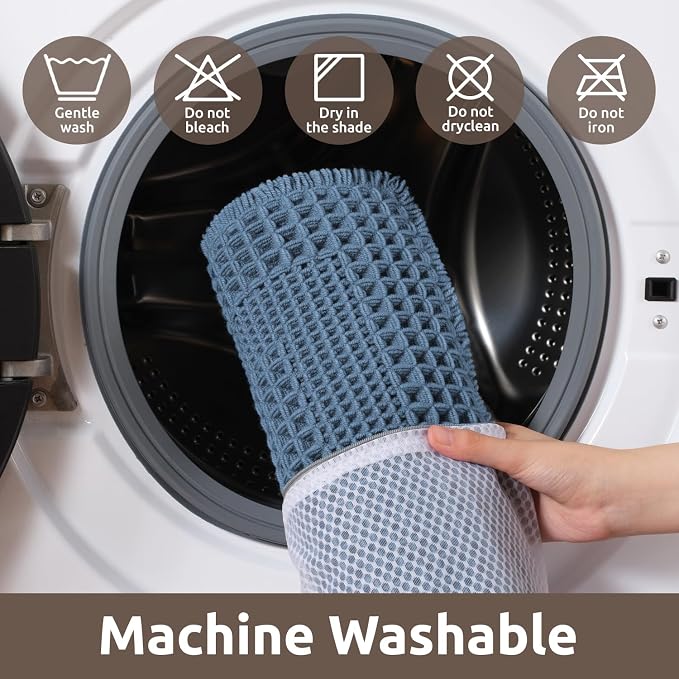 AMOAMI Waffle Bath-Mat, Absorbent Bath Mats for Bathroom Non Slip, Machine Washable Bathroom Rugs with Tassels Ultra Soft Boho Bath Rugs for Floor 2'x4'(24"x48") Blue