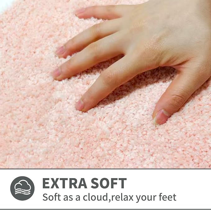 Scalloped Coral Pink Bathroom Rugs Mat,Non Slip Absorbent Quick Dry Bath Mats for Shower Room,Plush Microfiber Bath Rug for Bathroom Floor Washable Carpet for Shower Tub Sink Bedroom,16"x24"