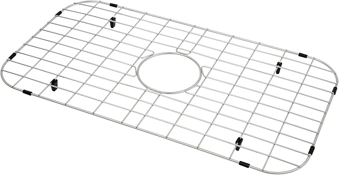 LQS Kitchen Sink Bottom Grid and Sink Protector, Sink Rack for Bottom of Grid 26" x 14" with Center Drain Hole for Handmade Single Bowl, Stainless Steel Sinks Grid, Kitchen Sinks Grate