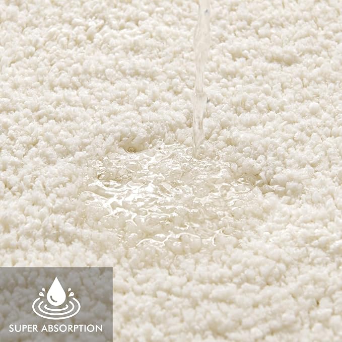MIULEE Ivory Bathroom Runner Rugs Soft Microfiber Bath Mat 24x40 Inch | Absorbent, Non Slip, Quick Dry, Fluffy Bath Rugs for Bathroom Floor Tub Showers, Machine Washable