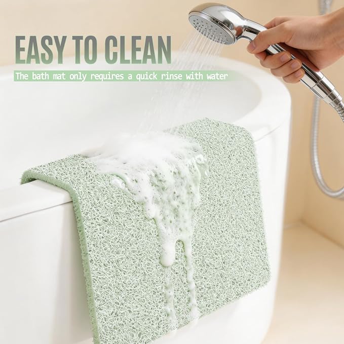 17 * 24in Shower Mat Bathtub Mat Non Slip | Bathmats Non Slip, Quick Drying Foot Scrubber Loofah Mats for Inside Shower, Tub, Bathroom, Home, Mint Green