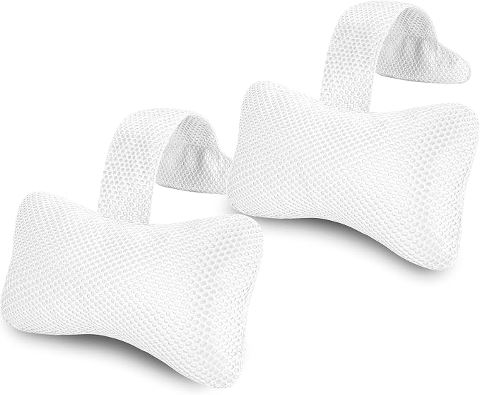Hot Tub Pillow for Outdoor (2-Pack), Spa Pillow with Adjustable Strap to Adjust Height, Universal Bath Pillow for Head and Neck Support