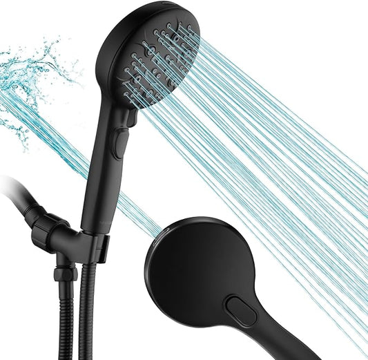 Shower Head with Handheld, 9-Setting High Pressure Shower head with handhelds, Built-in Handheld Power Spray, 79in Extra Long Stainless Steel Hose & Shower Head Holder (Matte Black)