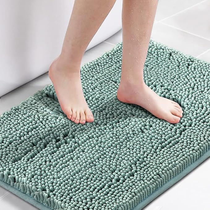 H.VERSAILTEX Bath Mat for Bathroom Non Slip Luxury Chenille Ultra Soft Bath Rugs 24x36 Absorbent Non Skid Shaggy Rugs Washable Dry Fast Plush Area Carpet Mats, Eggshell Blue