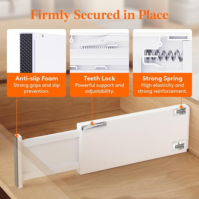 Lifewit 5" Tall Upgrade Drawer Dividers, Adjustable Deep Drawer Organizer | 16 Pack 13.5"-22" Expandable White Drawer Separator for Clothes, Dresser/Kitchen/Closet/Bedroom/Office Organization & Storage