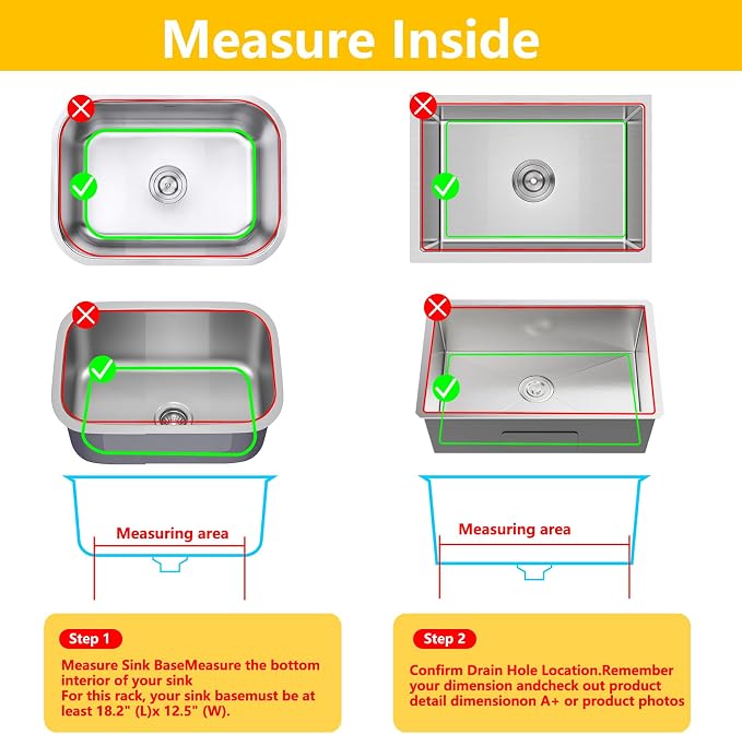 Sink Protectors for Kitchen Sink 18.2"x12.5" Center Drain Sink Mat | Various sizes and styles,Protector for sinks and dish,Withstand to 500F,Food-grade silicone ,raised feet,Dishwasher Washing