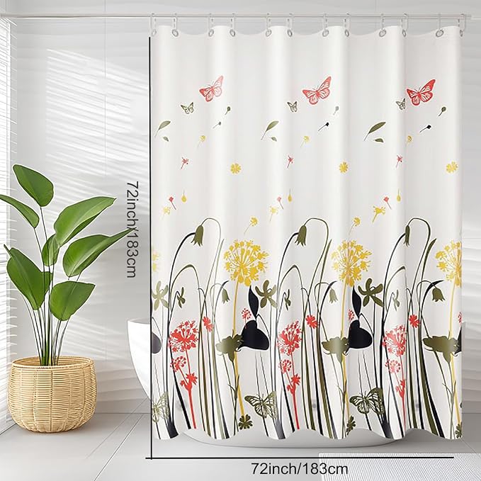 TIKABC Shower Curtain Liner, 4G PEVA Shower Liner, Plastic Waterproof Shower Curtains, 72x72 inch with Grommet Holes 3 Magnetic Weights