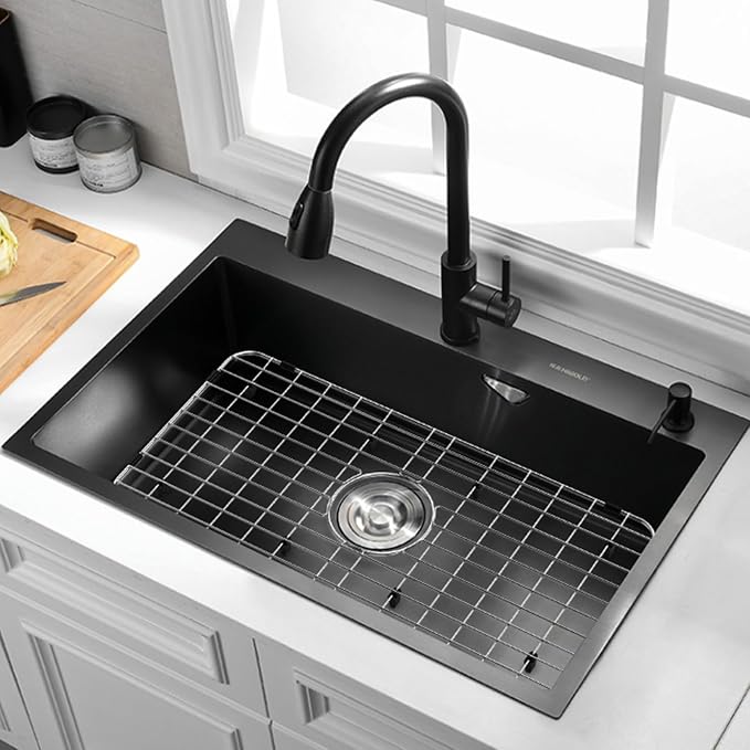 Sink Bottom Grid 24-1/8" x 12-5/8", Centered Drain with Corner Radius 1-1/2", Sink Protector with Rear Drain for Single Sink Bowl