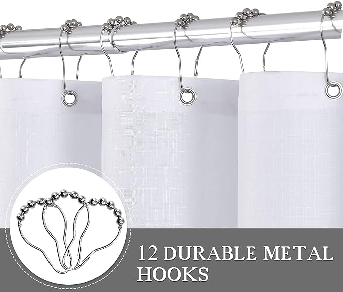 Grey Extra Long Shower Curtain 96 Inch Length, Gray and White Ombre Modern XL Bathroom Curtains Washable Polyester Fabric Bath Curtain with Hooks for Bathtub Hotel Spa 72x96