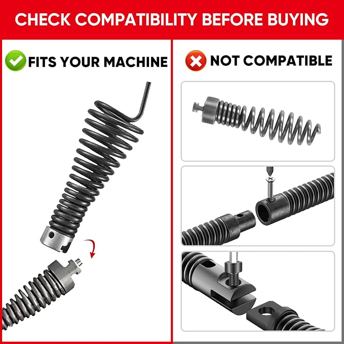 4-Piece Drain Snake Heads(7/8Inch)–Includes 4-Blade Saw Cutter,Spade Cutter&Augers–Compatible with K-1500,K-750 & 7/8"-1" Cables for 3" to 6" Pipes–Works with RIDGID,C-8,C-9,C-10 Cables