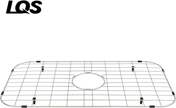 LQS Kitchen Sink Bottom Grid and Sink Protector, Sink Rack for Bottom of Grid 26" x 14" with Center Drain Hole for Handmade Single Bowl, Stainless Steel Sinks Grid, Kitchen Sinks Grate