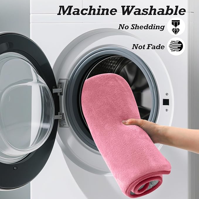 Bathroom Rugs Sets 2 Piece, Non-Slip & Quick Dry Bath Mat Set, Ultra Soft Velvet Bath Rugs for Bathroom, Toilet and Shower Floor, Pink