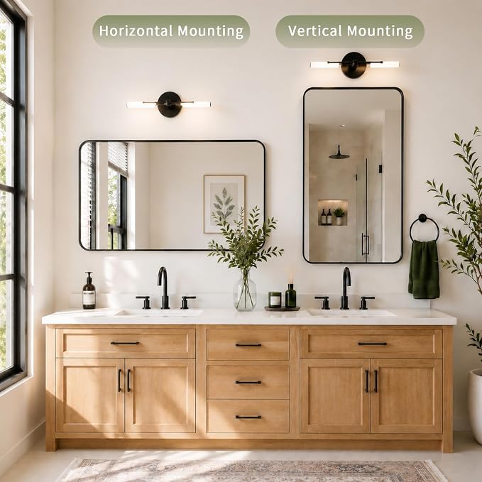 Koonmi 30x55 Inch Black Bathroom Mirror for Over Sink | Wall Mirror for Bathroom Matte Rectangle Metal Deep Framed, Shatterproof Tempered Glass, Hang Vertically or Horizontally