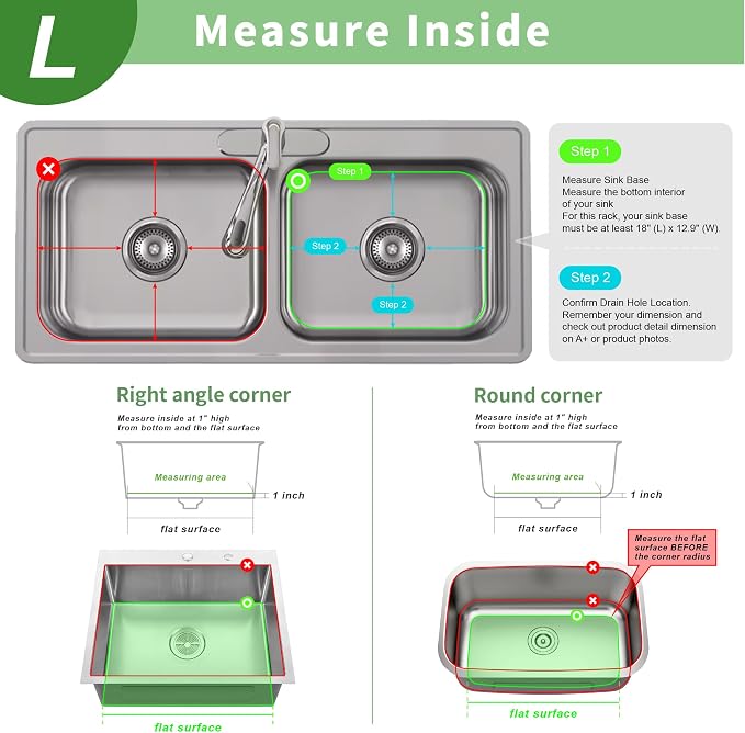 SunnyPoint 304 Stainless Steel Sink Protector Rack – Rust-Resistant Grid for Kitchen Sink Bottom, Scratch Prevention, Drainage Support – Fits Sinks 17.5" x 12.4", Center Drain Hole Required