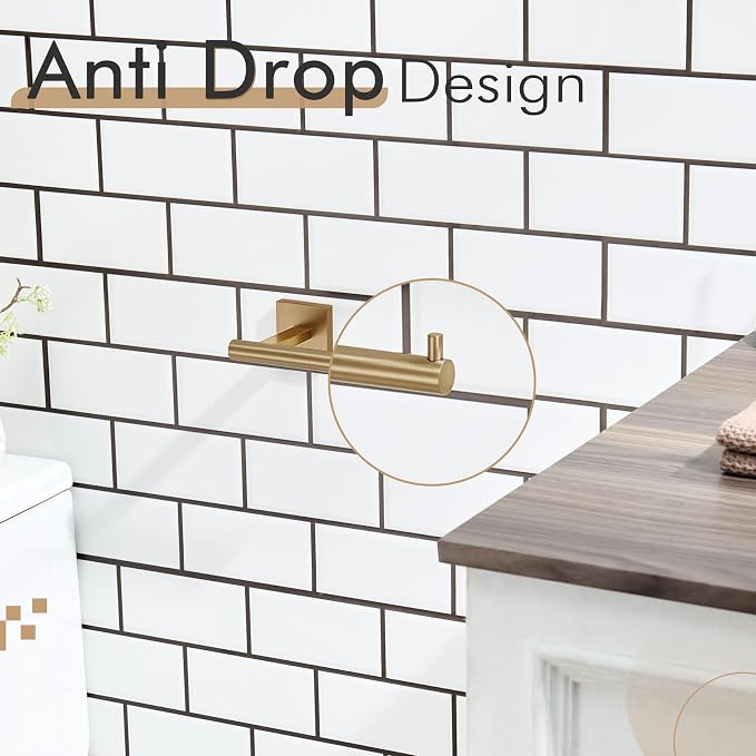 KOKOSIRI Toilet Paper Holder Champagne Bronze Toilet Roll Holder Hold Mega Rolls Kitchen Bathroom Tissue Paper Dispenser Stainless Steel, B2005CPG