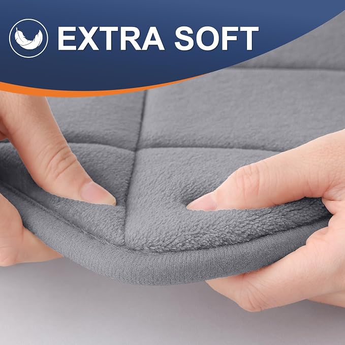OLANLY Memory Foam Bath Mat 59x34, Ultra Soft and Absorbent Bathroom Rugs | Medium Grey, Quick Dry, Machine Washable Shower Bath Rugs, Comfortable Bath Carpet for Bathroom Floor, Tub and Shower
