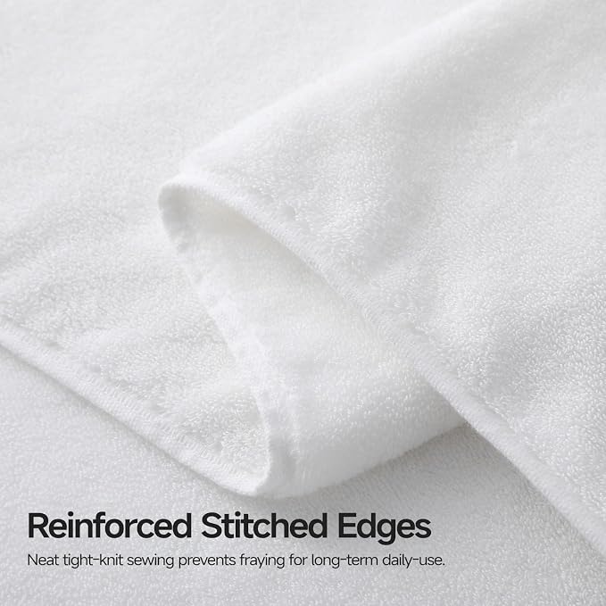 REDKISS Luxury White Bath Towels Set of 2, 100% Cotton 760GSM Heavyweight Bath Sheets, 31 x 63 Inch Oversized Large Bath Towels, Soft Plush Fluffy, Highly Absorbent Quick Dry Hotel Collection