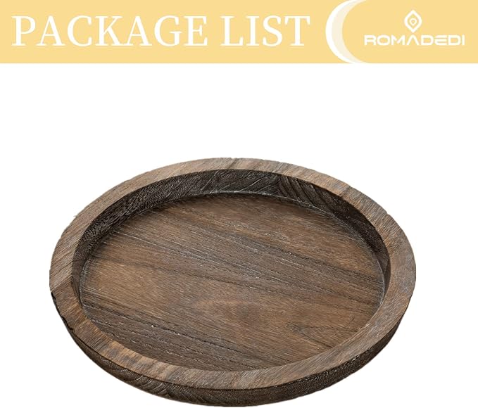 Romadedi Farmhouse Wooden Candle Tray, 11 Inch Round | Wood Decorative Pillar Candle Tray, For Coffee Table, Kitchen Countertop Organizer, Home Decor Wedding Centerpiece