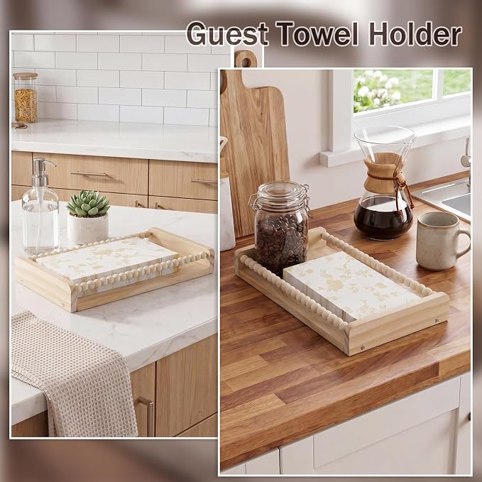 Novabright Toilet Paper Basket Holder 13 Inch Wood Bathroom Tank Tray Basket Back of Toilet Storage Toiletries Organizer for Bathroom, Living Room and Kitchen