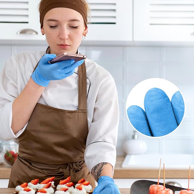 SwiftGrip Disposable Nitrile Exam Gloves, Blue, Latex Free, Medical Gloves for Cleaning, Food-Safe, Powder Free, Non-Sterile
