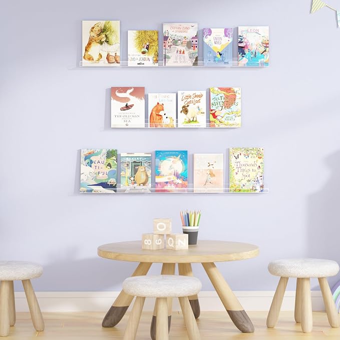 upsimples 18 Pcs 12" Vinyl Record Wall Mount Shelves, Clear Acrylic Display | Display Full Album Covers, Keep Records Secure, Floating Design, Easy to Install, for Book, Photo & More, Modern Wall Decor