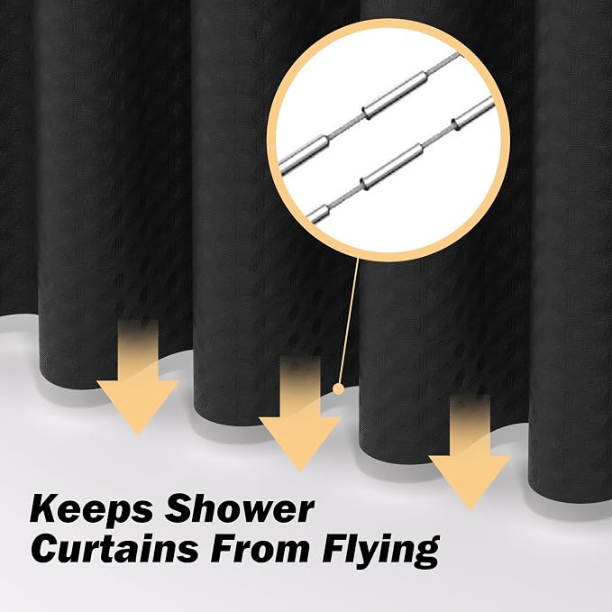 25 PCS Black Bathroom Accessories Set丨Shower Curtain Bathroom Accessory | All-in-One Kit with Shower Curtain,rug,Trash Can,Toothbrush Holder,Toilet BrushSoap Dispenser,Toothbrush Cup,etc for Home