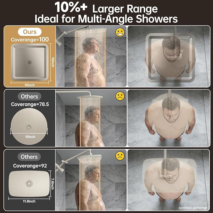 Veken All Metal 10" Luxurious Brushed Nickel Rain Shower Head with Handheld | Dual High Pressure Shower Heads, Power-wash Hand Held with Hose,Double Detachable Showerhead,Square Rainfall,Bathroom Upgrade