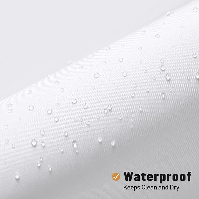 MitoVilla 72x96 White Fabric Shower Liner, Floor-to-Ceiling Hotel Spa Length, Water Repellent Cloth with Metal Grommets, Machine Washable Ultra Long Bathroom Curtain