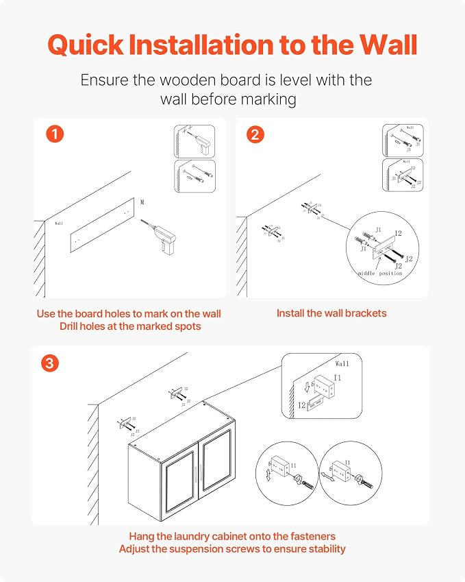 VEVOR Laundry Room Wall Cabinet, 2-Tier Wall Mounted Hanging Cabinet with Adjustable Shelf, 36 in Cupboard Storage with 2 Doors, for Kitchen, Bathroom, Laundry, 16 x 36 x 24 in (D x W x H), White