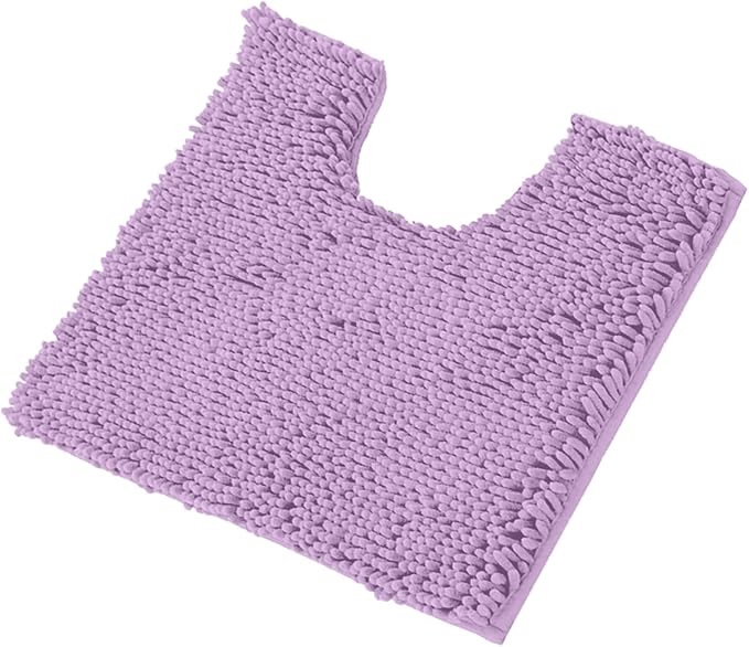 LuxUrux Bath Mat-Extra-Soft Plush Bath Shower Bathroom Rug,1'' Chenille Microfiber Material, Super Absorbent Shaggy Bath Rug. Machine Wash & Dry (20 x 20 inch, Lavender)