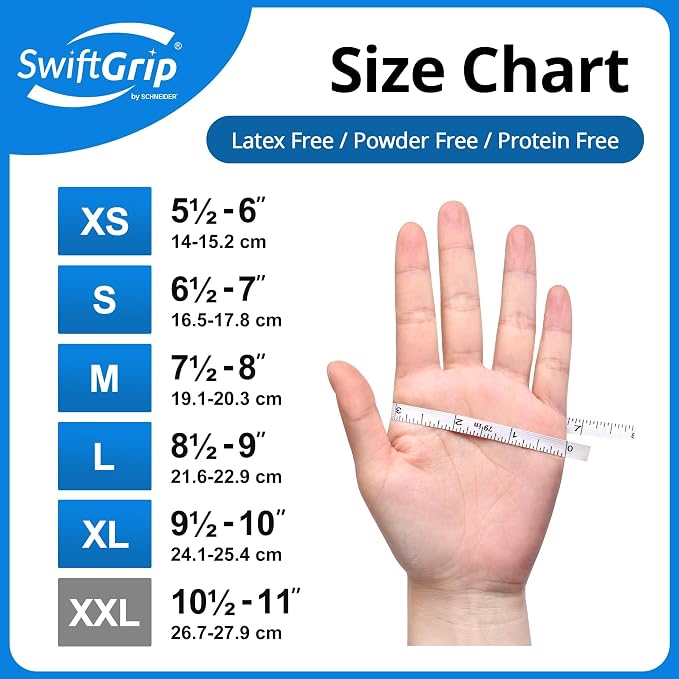 SwiftGrip Disposable Nitrile Exam Gloves, Blue, Latex Free, Medical Gloves for Cleaning, Food-Safe, Powder Free, Non-Sterile
