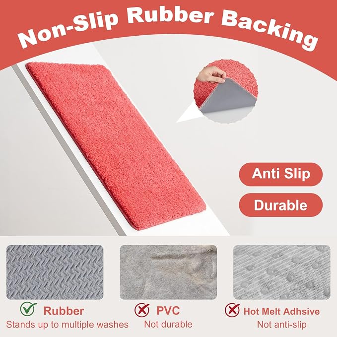 TYUU Pink Bathroom Rugs, Ultra Soft Bath Rugs Non Slip Washable, Super Absorbent Quick Dry Bath Mat with Rubber Backing for Bathroom Floor, Shower, or Sink, Pink 24" x 48"