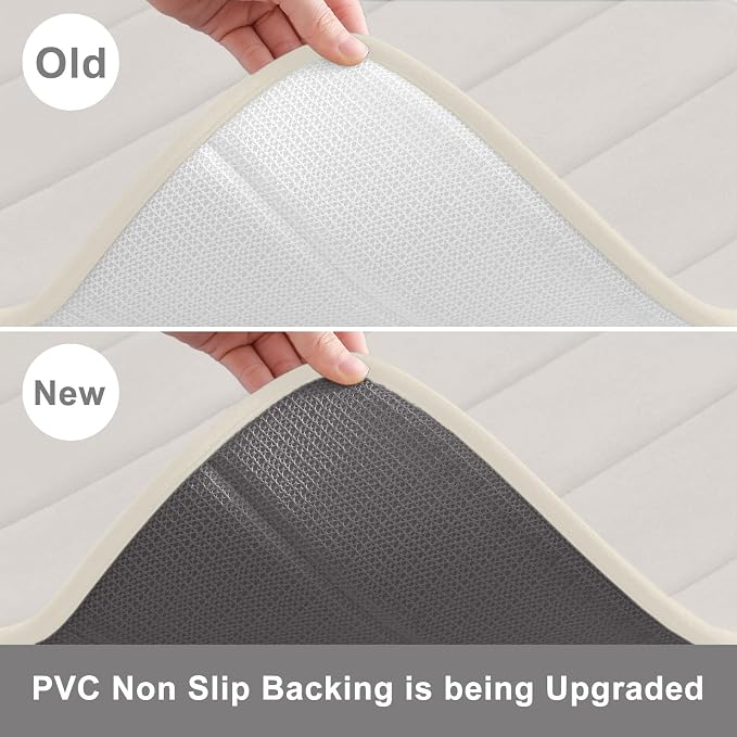 Buganda Memory Foam Bath Mat 30 x 20, Ultra Soft Absorbent Bathroom Rugs | Cream, Machine Washable Quick Dry Bath Mats for Bathroom Floor, Shower and Tub, Home Decor Accessories