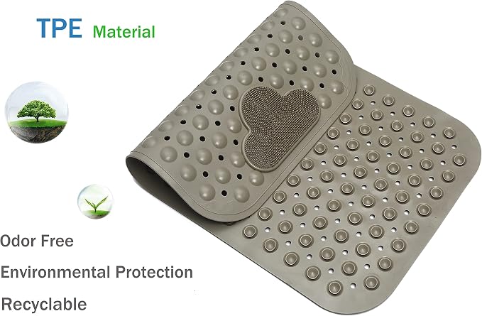 Bathtub Mat Non Slip Shower Mat Bath Mat for Tub 28"X16" Light Brown | Bath Tub Mat Non Slip, Machine Washable, Foot Massage, Non Slip Bath Mat, Shower Mat for Inside Shower, Bathroom Mat