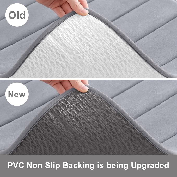 Buganda Memory Foam Bath Mat 30 x 20, Ultra Soft Absorbent Bathroom Rugs | Medium Grey, Machine Washable Quick Dry Bath Mats for Bathroom Floor, Shower and Tub, Home Decor Accessories