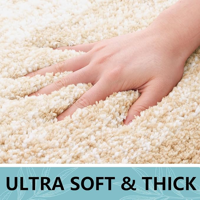 Arotive Microfiber Bathroom Rugs, Shaggy Soft Absorbent Bath Rug, 59x24 | Camel, Rubber Backing Thick Plush Machine Washable Dry Bath Mats for Bathroom, Tub and Shower, Rectangular