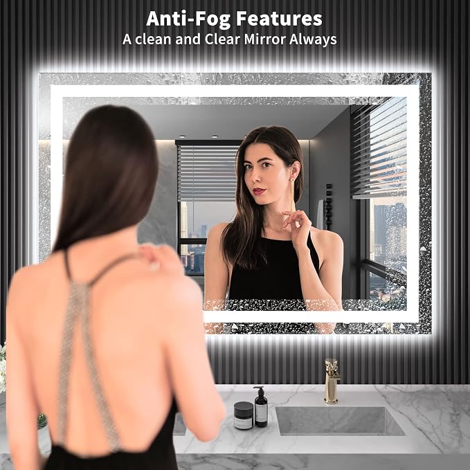 LOAAO 40"X32" LED Bathroom Mirror with Lights | Anti-Fog, Dimmable, 3 Color Temperature, Backlit + Front Lit, Memory Function, Tempered Glass, UL Listed