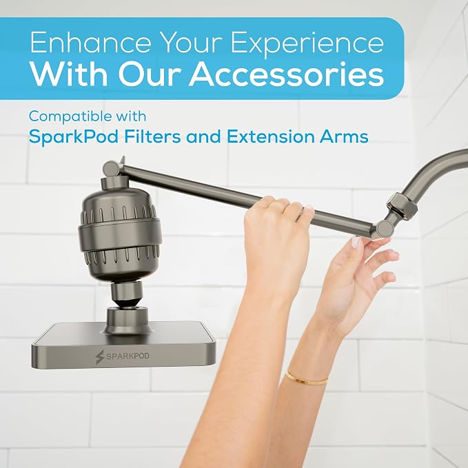 SparkPod Rain Shower Head, 6 Inch Square, Elegant Brushed Nickel Finish | High Pressure Shower Heads, 90 Nozzles, Adjustable Showerhead, No Tools Needed, Universal Connection