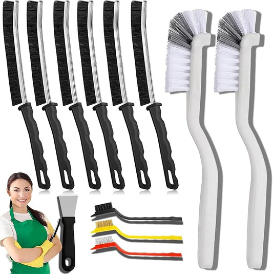Crevice Cleaning Brush - Grout Scrub Brush, House Cleaning Supplies, Gap Cleaning Tools, Home Essentials, Gifts for Women Men, Hard Bristle Crevice Cleaner Brush for Household Use, Bathroom(11Pcs)